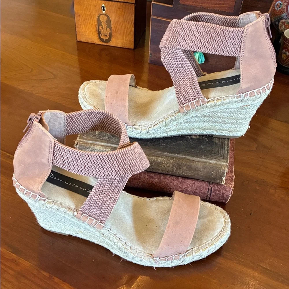 Steve Madden Pink Woven Elastic Espadrille Wedge Sandals